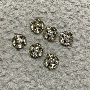 6pc Rhinestone Buttons J Crew OS Champagne Vintage Cluster‎ Round Silver Tone